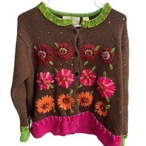 Design Options by Philip & Jane Gordon Cardigan Sweater Size XL Floral